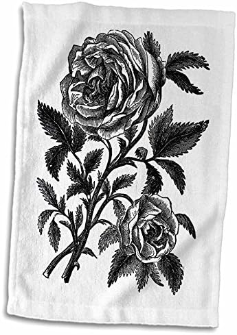 3dRose Florene - Vintage II - Принт под формата на винтажной Черна роза - Кърпи (twl-205117-1)