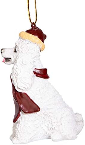 Дизайн Toscano Бял Пудел Празнична Куче Украшение Скулптура