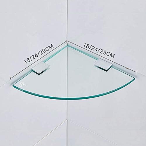 UXZDX CUJUX Ъглова етажерка за баня от закалено стъкло, Монтиране на стена с дебелина 8 мм, Треугольное, Съраунд Алуминий (размер: 18 см)