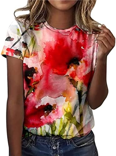 Тениска за Момичета Лято Есен Къс Ръкав през Цялата Силует Градиентные Графични Блузи, Тениски Дамски Дрехи 2023 Мода XB