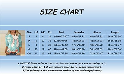 Дамски Великденски Ризи, Блузи с ръкави 3/4, Тениски с Хубав Принтом, Ежедневни Свободни Леки Ризи Хенли
