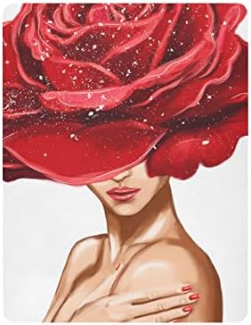 ALAZA Червена Роза Цвете на Жена Дизайн Кърпи за Яслите Вграден Кош Чаршаф за Момчета И Момиченца, Мини Размер 39x27 инча