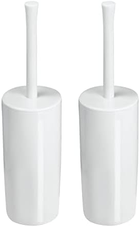 mDesign, Набор от Тънки пластмасови зъби и за притежателите на Тоалетната чиния, Модерен Компактен Органайзер за съхранение на Пречистване-Чистач