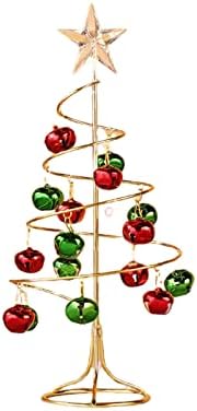 Коледна украса Качество 9,8*26,5 см Желязна Спирала Коледно Дърво с Камбана Iron Камбанка Мини Коледно Дърво Настолна Имитация на
