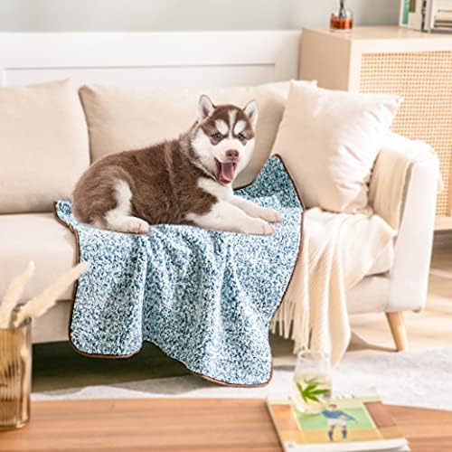 Водонепроницаемое одеало за домашни любимци fuguitex - Шерп Флисовое Одеяло за кучета за Чекмеджета, легла, мека мебел, Мека Плюшен Защитна подплата за мебели (32 * 40, син,