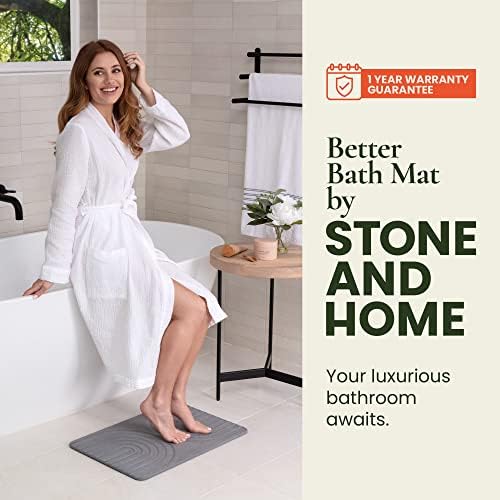 Подложка за вана Stone and Home Stone - килимче за баня с диатомовой земята, Каменна подложка за баня, Быстросохнущий Впитывающий подложка за душата от камък - Моющаяся камен