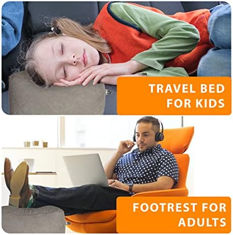 Надуваема възглавница за краката Skyrest за пътуване -Регулируема Поставка за краката със самолет за пътуване в самолет, в кола, влак, къщата и офиса, на Легло в самолет