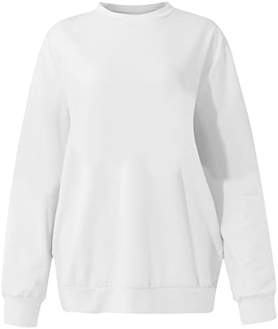Однотонная hoody за жени, есенни модни пуловери, блузи, потници с кръгло деколте и дълъг ръкав, тениски с джобове
