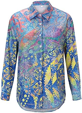 uikmnh женска риза с копчета и дълъг ръкав, мека модерен есенно-зимни ежедневни тениска с флорални принтом копчета отпред