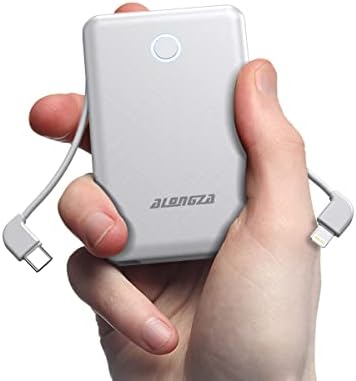 Alongza 3 опаковки Преносимо зарядно за телефон с вграден кабел Малък захранване, тънък, Лек USB батерия Външно зарядно за Samsung, iPhone, iPad и др