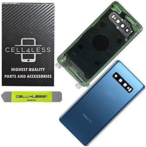 Подмяна на задното стъкло Cell4Less за модели на Galaxy S10, включително рамка на фотоапарата, обектива и инструмента за сваляне (Blue Prism)