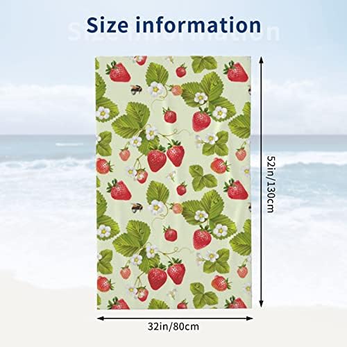 Плажна Кърпа ZERAOKE Стара Strawberry от Микрофибър Голям размер за пътуване 32x52 инча, Преносими Быстросохнущее Плажна Кърпа за