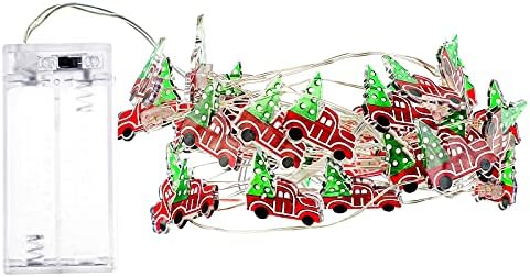 Honoson Коледен Червен Камион Приказни Светлини 9,8 фута 30 led Коледни Светлини работещи На Батерии Коледни Гирлянди, Коледни led Гирлянди за Коледната Елха Момичета Спал?