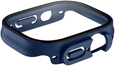 Калъф от закалено стъкло MAALYA за Apple Watch Ultra 49 мм, вградено защитно фолио за екрана, пълно покритие за корпуса iWatch серията Ultra 49 мм (Цвят: брилянт синьо, размер: Ultra 49 мм)