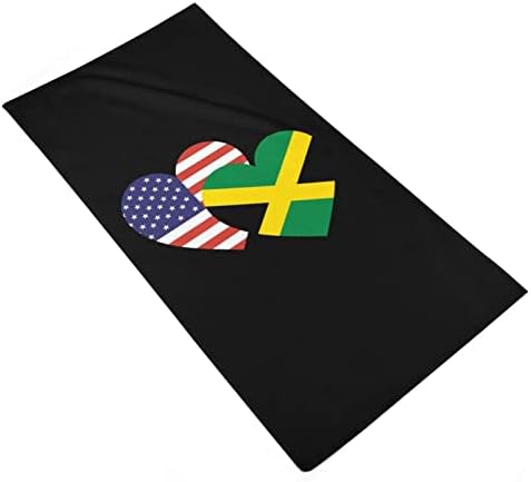 Кърпи за Ръце с Флага на Ямайка под формата на Американската Сърцето, Кърпа За Миене на Лице И Тяло, Мека Гъба с Приятен Принтом