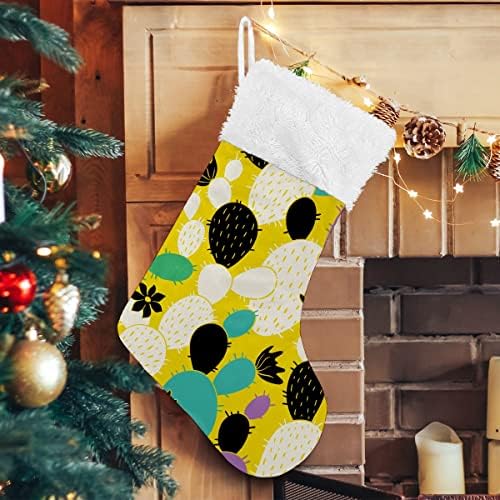 Коледни Чорапи На Жълти Цветни Растения Кактус Мультяшные Бели Плюшени Белезници От Мерсеризованного Кадифе Семеен Празник Персонализирани
