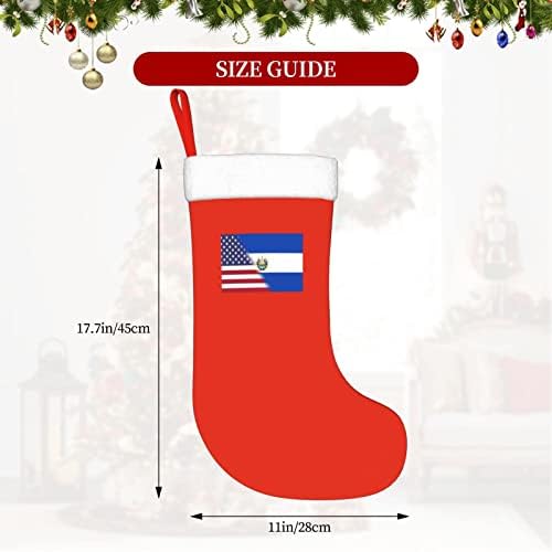 TZT Американски Флаг и знамето на Ел Сальвеадора Коледни Чорапи, Подаръци за Коледно парти за семейни Празнични украси 18 инча