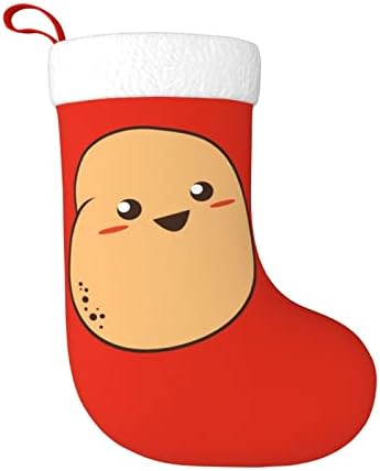 Waymay Kawaii Картофена Коледа На Отглеждане 18 Инча Коледен Окачен Чорап Класически Празнични Украси Чорапи