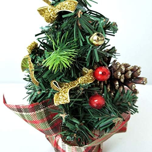 Amosfun Коледна Украса Настолна Коледно Дърво със Златен Лък Коледен Бонсай Тенис на Занаятчийски вътрешна Декорация за Дома партита