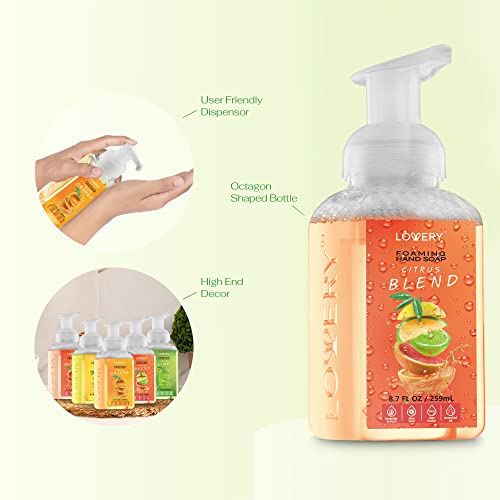 Пенящееся сапун за ръце - Опаковка от 5 броя - Овлажняващ сапун за ръце с алое Вера и етерични масла - Не съдържа спирт за измиване на ръцете с аромати на цитрусови пло