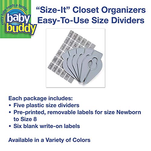 Организаторите за шкафове Size-It от Baby Buddy - Разделители за шкафове за детски дрехи – Органайзер за дрехи за бебета и деца, за бебета до 8 размер, Разделител за дрехи в г