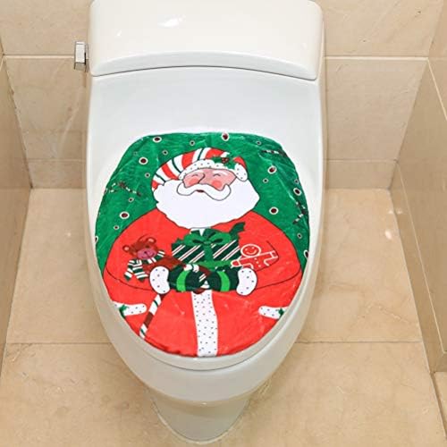 GALPADA Коледна Украса 2 елемента Коледни Седалка за Тоалетна с Принтом Дядо Коледа, Подложки за Тоалетна за Дома (Червен)