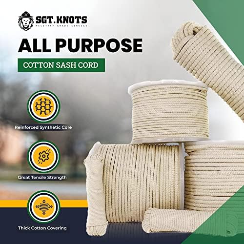 Хлопчатобумажный створчатый кабел SGT KNOTS - Универсална въже за дограма, обвързване на бельевых въжета и декоративни цели (кангал
