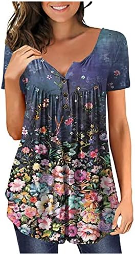 Дамски Пролетни Модни Върхове 2023, Ризи, Прикрывающие Корема, Тениски С V-образно деколте и Къс ръкав Копчета, елегантно облечен