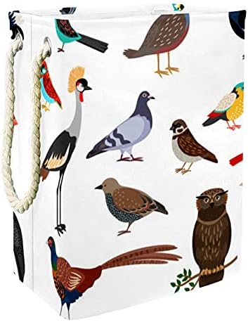 Голяма Кошница за дрехи с Красиви Птици, Удобна Дръжка За Носене, Водоустойчива Сгъваема Кошница За Дрехи За Съхранение, Детски