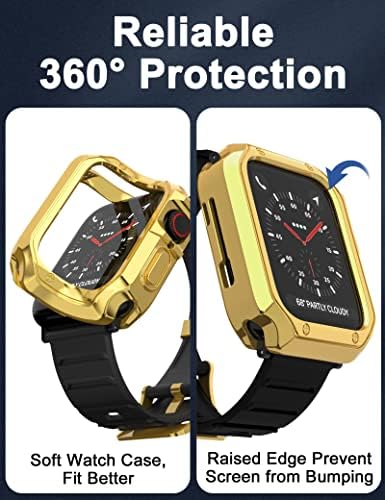 Съвместим с Apple Watch Band 40 мм 41 мм 44 мм 45 мм, с калъф-броня, устойчив на удари Здрав Спортен Мъжки Защитен калъф с джапанки за Apple Watch SE и iWatch Series 7 6 5 4