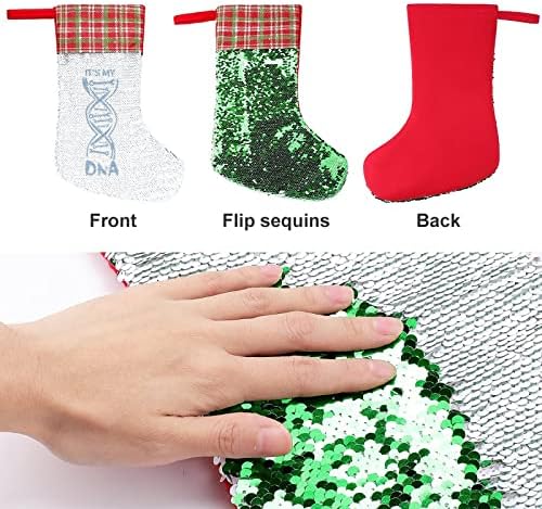 Това е Моята ДНК, Коледни Чорапи С Пайети, Блестящи Стенни Висящи Украси, Украса за Коледната Елха, Празнични Партита