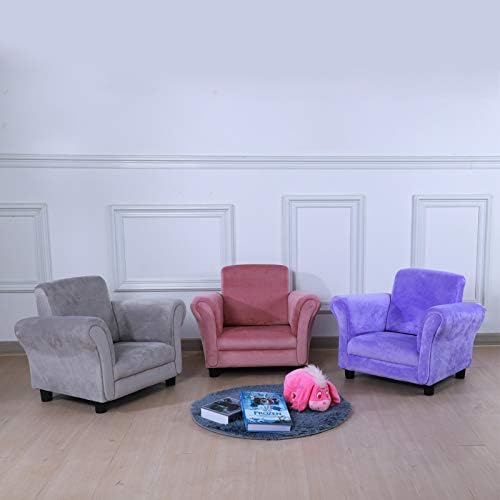 Единична Детски диван-стол Getifun, диван-канапе за деца с Дървена дограма и кадифе за момичета и Момчета (Розов)