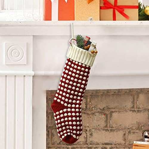 Коледни Чорапи на Тъканта Коледна Чанта за Чорапи и Коледни Окачени Чорапи за Украса на парти и Коледен Cartoony Червен Набор от Снежна Венец с Плодове