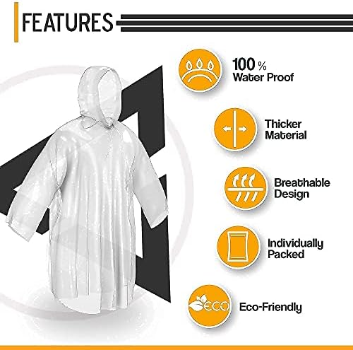 За еднократна употреба пончо от дъжд, за възрастни - 5 Опаковки, Прозрачни пончо за възрастни - Семейна опаковка пончо за спешни случаи - на Дисни Ponchos