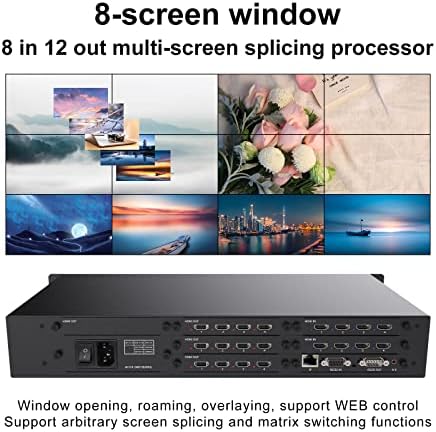 Контролера на процесора видеостены HDMI 4 в 12 Изхода, Многоэкранный интерфейсен процесор, поддръжка на уеб-базирани управление, мрежа, TCP/IP и управление на сериен порт