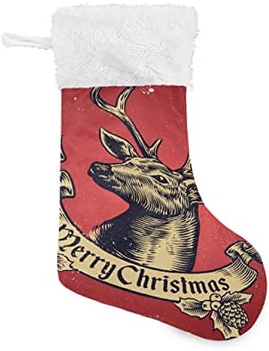 Коледни Чорапи ALAZA, Реколта Класически Персонализирани Чорапи Голям Размер с Елени, Украса за Семейни Тържества, декорация за