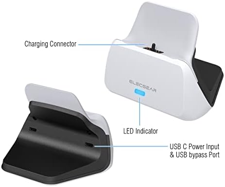 Зарядно устройство ще захранване на зарядно устройство ElecGear Solo за контролер PS5, монтиране на стена и Тенис на USB-зарядно