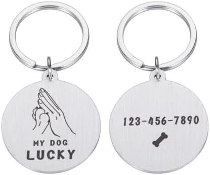 High-Five double sided Персонализирани Лични Адресни етикети за домашни кучета от Неръждаема Стомана за яка за кучета, окачване