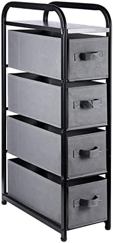 4 Кутия Тесен Скрин на Тъканта, Кула За съхранение на Тънък Вертикален Шкаф За съхранение на Организатор Нощно Шкафче Отстрани / Муфа масичка Малък Стоящ Органайзер