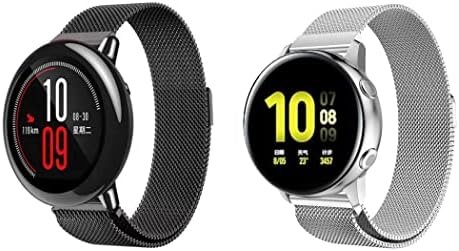 Быстросъемный каишка за часовник ONE ECHELON, съвместим с Huawei Watch GT 3 SE, взаимозаменяеми каишка от стоманена мрежа 46 мм, комплект от 2 (черен и сребрист цвят)