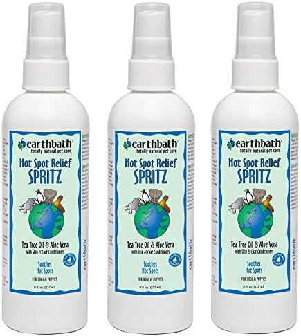 спрей earthbath Hot Spot Relief Spray - Помага за успокояване на горещи точки и кожни заболявания, Направено в САЩ - Чаено дърво