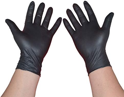 Lurrose 100ШТ за Еднократна употреба Черни Латексови Ръкавици Медицински Ръкавици Без Прах Татуировки Ръкавици За Пиърсинг Изпита Ръкавици