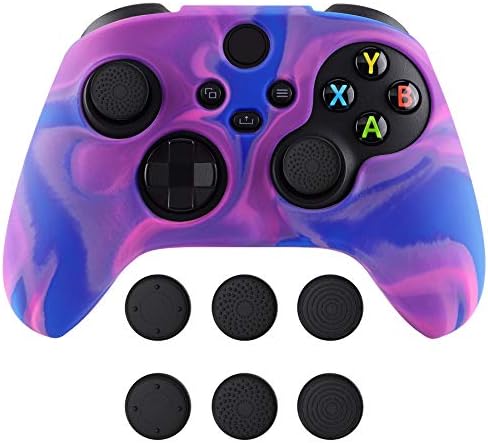 PlayVital Трицветна розово, лилаво и синьо Камуфляжный Противоскользящий Силиконов калъф за контролера на Xbox серия X, мек Гумен