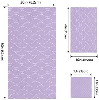 Елегантни Лилави Кърпи за Баня с Геометрични Абстрактни Вълнообразната Шарка стил Мароко за Баня, Луксозни Кърпи от Микрофибър,