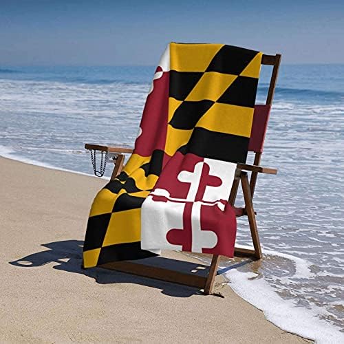 Плажна Кърпа с Флага на щата Мериленд за възрастни, 32x52 инча, Впитывающее Джобно Лесно Юрган, Меки Хавлиени Кърпи за Плаж, Басейн, СПА, Фитнес Зала, Туристически