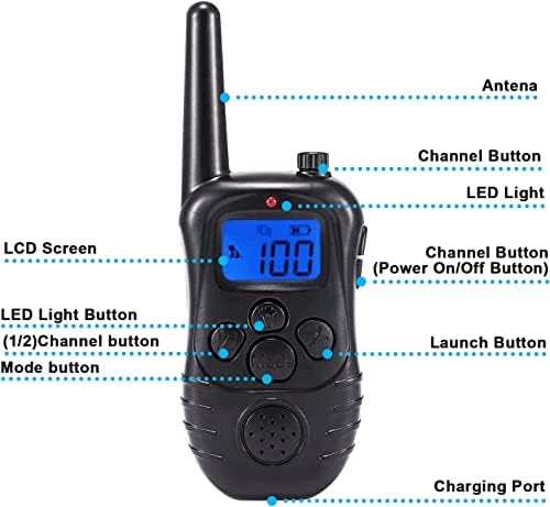 Нашийник за дресура на кучета YEHOBU IPX7 Водоустойчив Акумулаторна Ударен нашийник за кучета с дистанционно управление, вибрации, поражение от електрически ток, 4 Режи