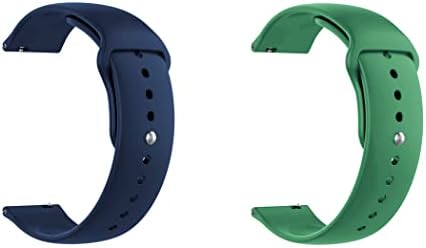 Быстросъемный каишка за часовник ONE ECHELON, съвместим със силикон каишка за часовник Mobvoi Ticwatch E2 с ключалка на бутона, опаковка от 2 броя (синьо и зелено)