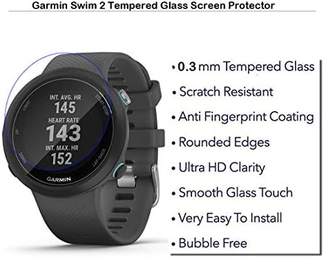 MOTONG For Garmin Swim 2 Screen Protector - Защитни фолиа, изработени от закалено стъкло за часовници на Garmin Swim 2, твърдост 9 H, с дебелина 0,3 mm, Изработени от истинско стъкло