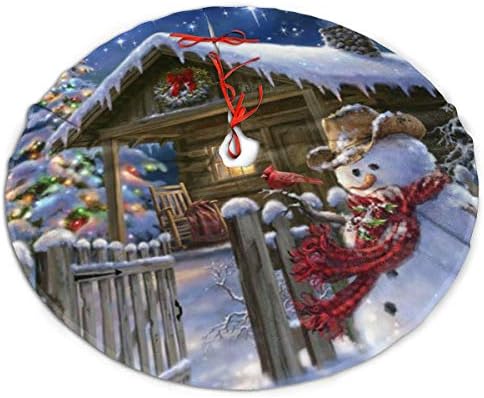 LVeShop Коледен Снежен човек Домашна Пола За Коледно Луксозна Кръгла Подложка За вътрешна и Външна Употреба Селски Празнични Украси