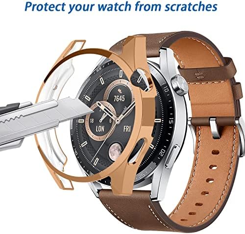 WUWOCJ 2-Pack Защитен калъф от TPU, съвместим с Huawei Watch GT3, Универсален калъф за екран с рамка, Удароустойчив калъф 46 мм (черен / прозрачен)